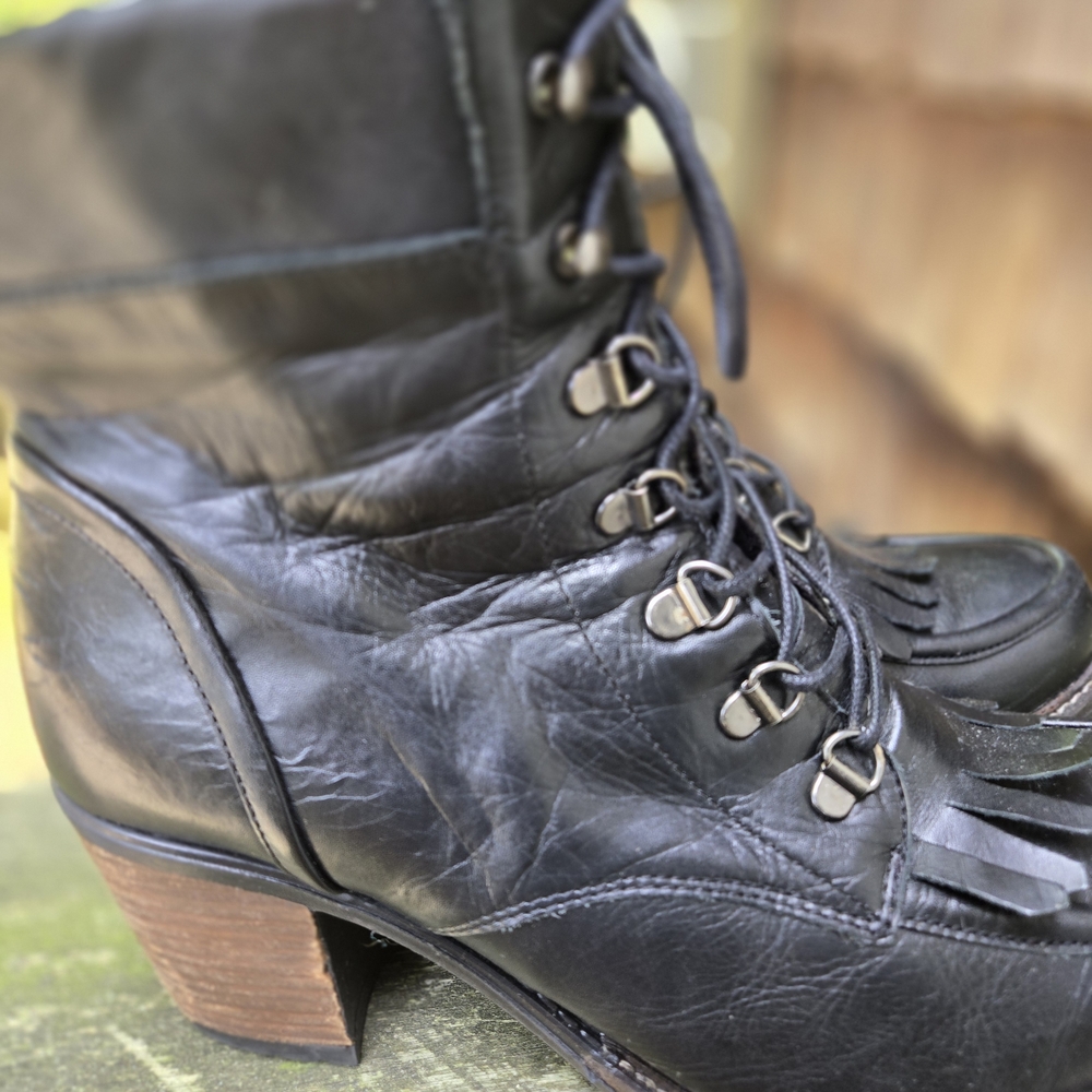 Eric Michael Womens Black Lace Up Ankle Boot Made In Portugal Sz 10 / 41 - Picture 4 of 7